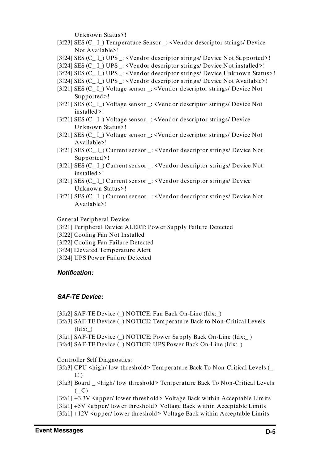 Compaq Infortrend manual Notification SAF-TE Device 