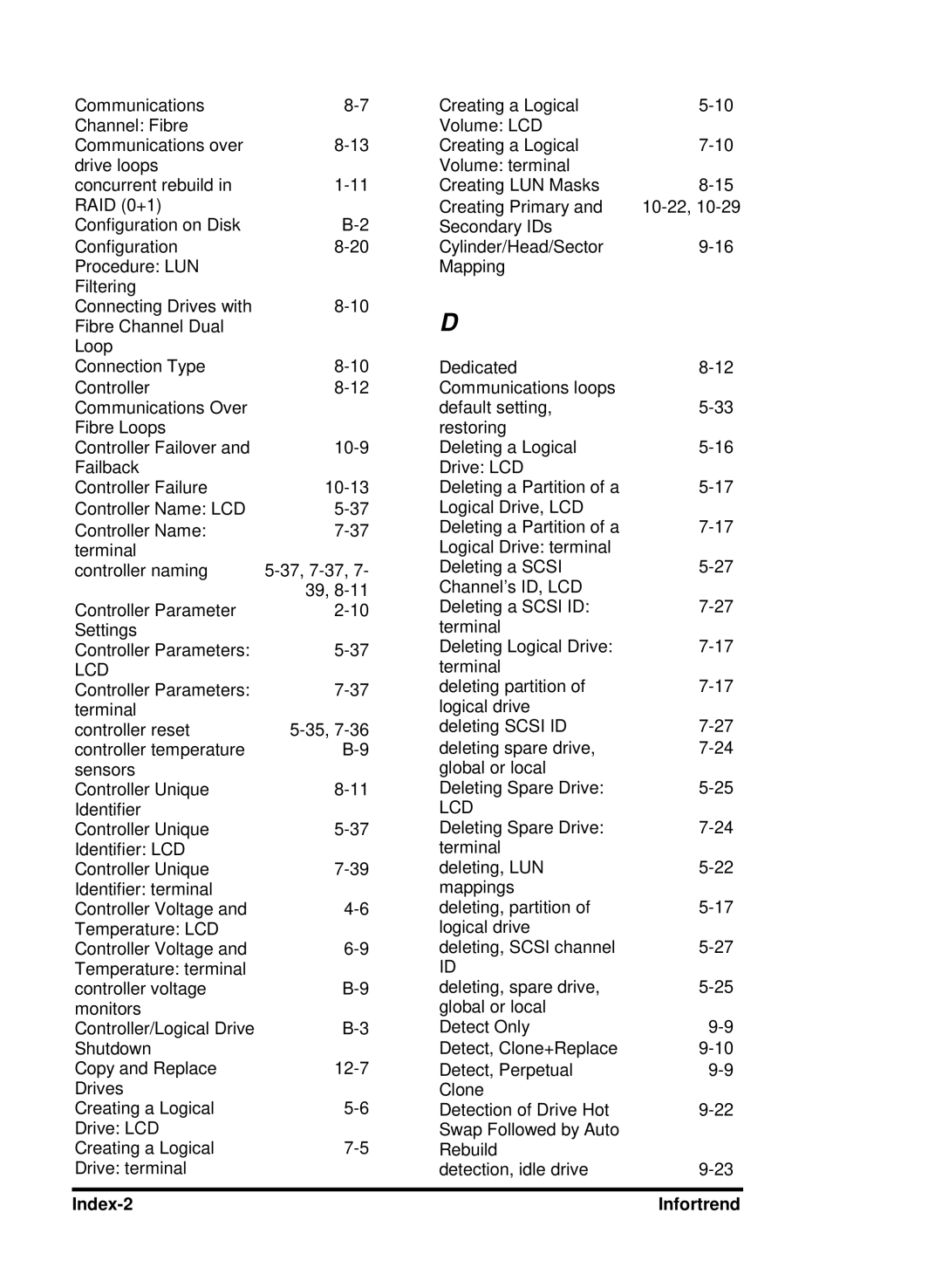 Compaq manual Index-2 Infortrend 