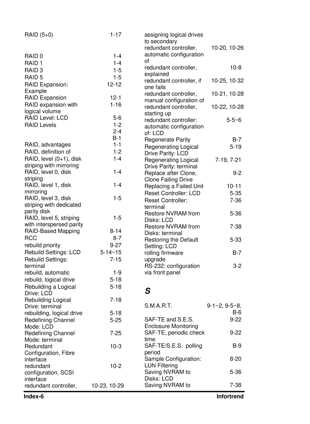 Compaq manual Rcc, Index-6 Infortrend 