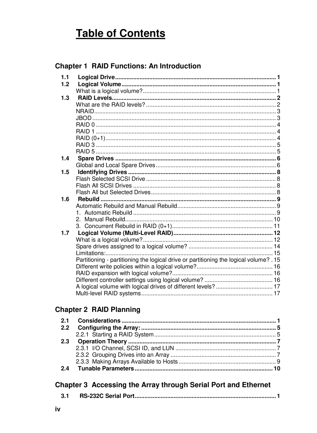 Compaq Infortrend manual Table of Contents 