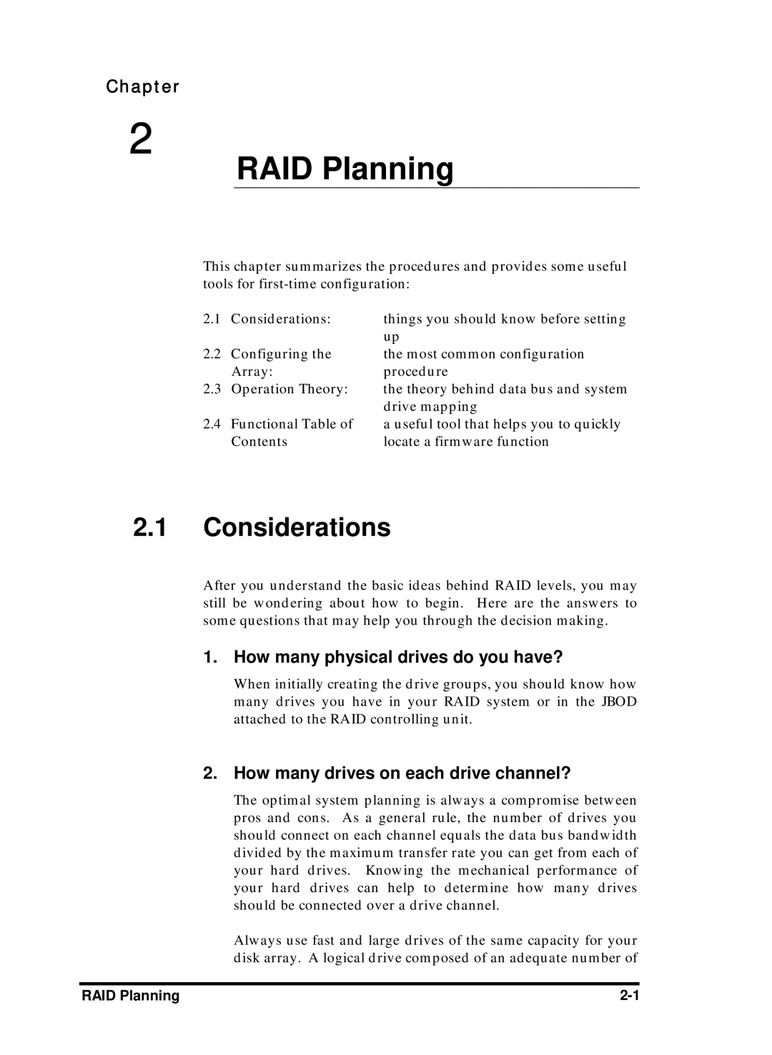 Compaq Infortrend manual How many physical drives do you have?, How many drives on each drive channel?, RAID Planning 