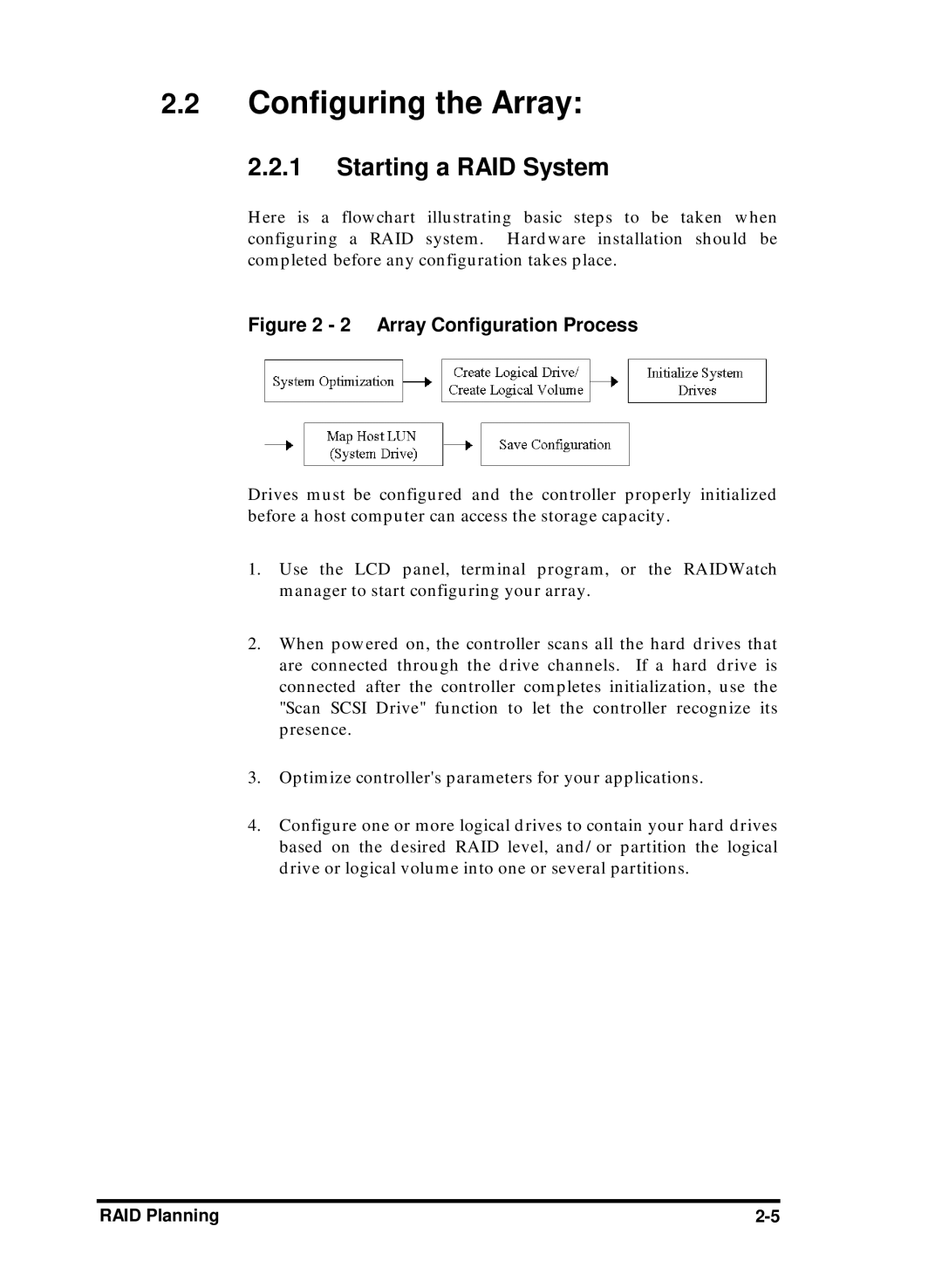 Compaq Infortrend manual Starting a RAID System, Array Configuration Process 