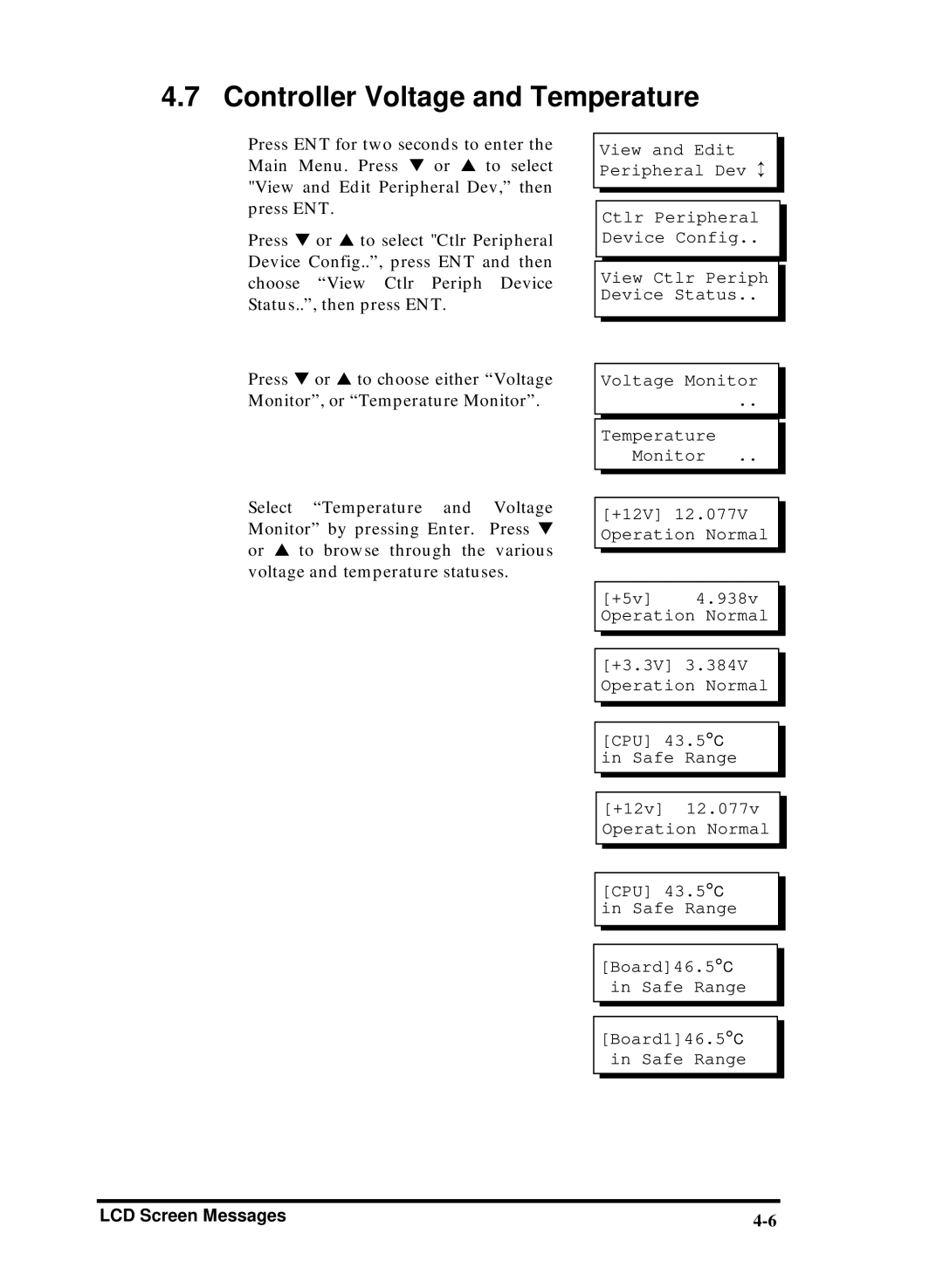 Compaq Infortrend manual Controller Voltage and Temperature 