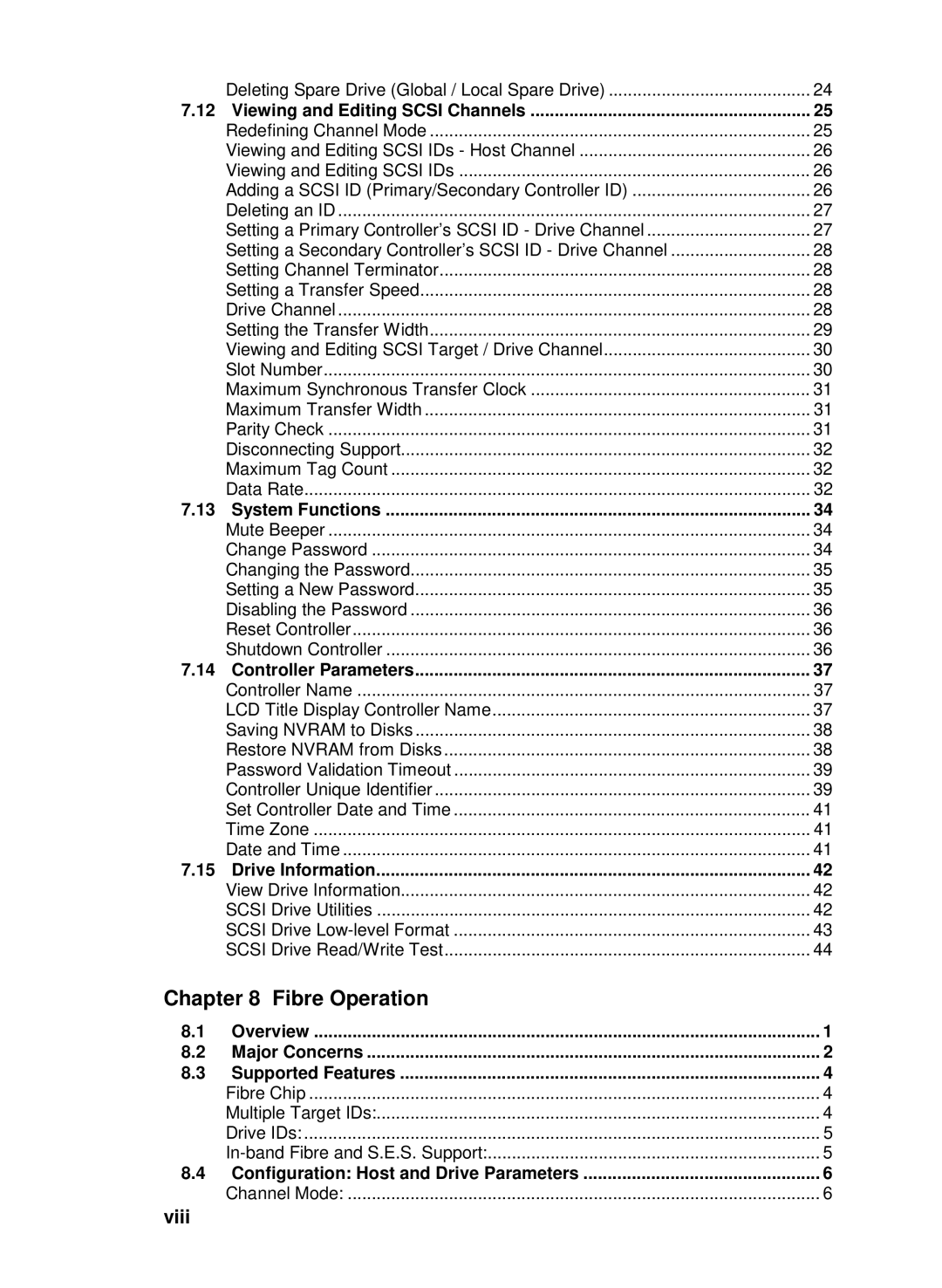 Compaq Infortrend manual Fibre Operation, Viii 