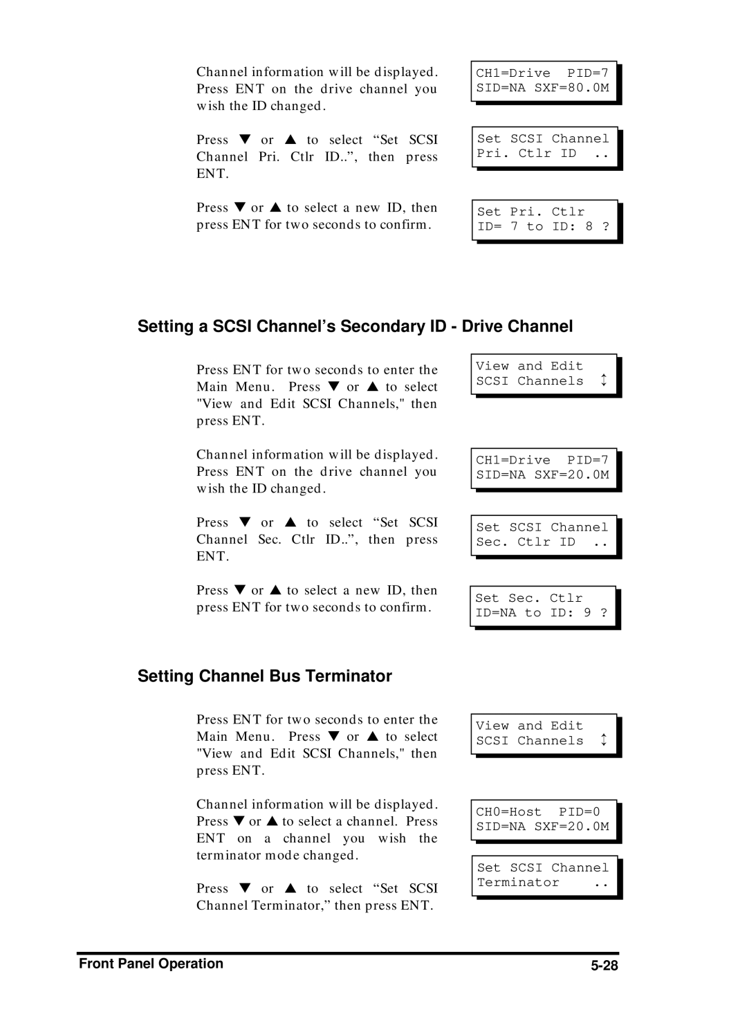 Compaq Infortrend manual Setting a Scsi Channel’s Secondary ID Drive Channel, Setting Channel Bus Terminator 