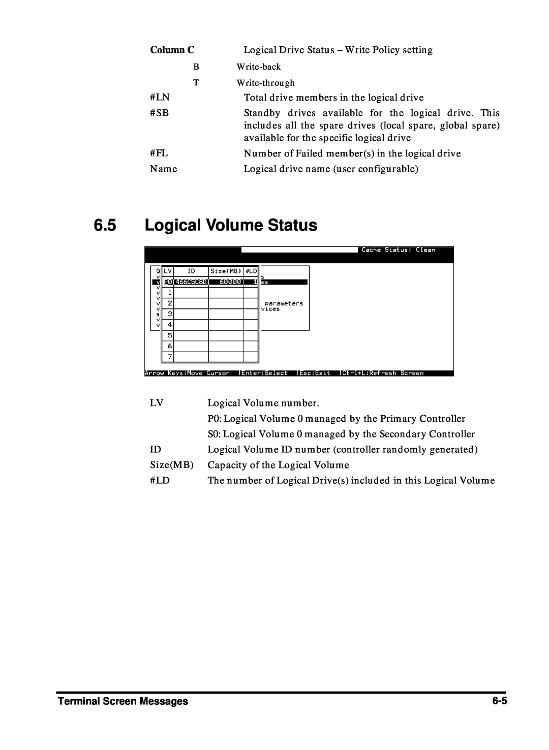Compaq Infortrend manual Logical Volume Status, Column C, Name, SizeMB 