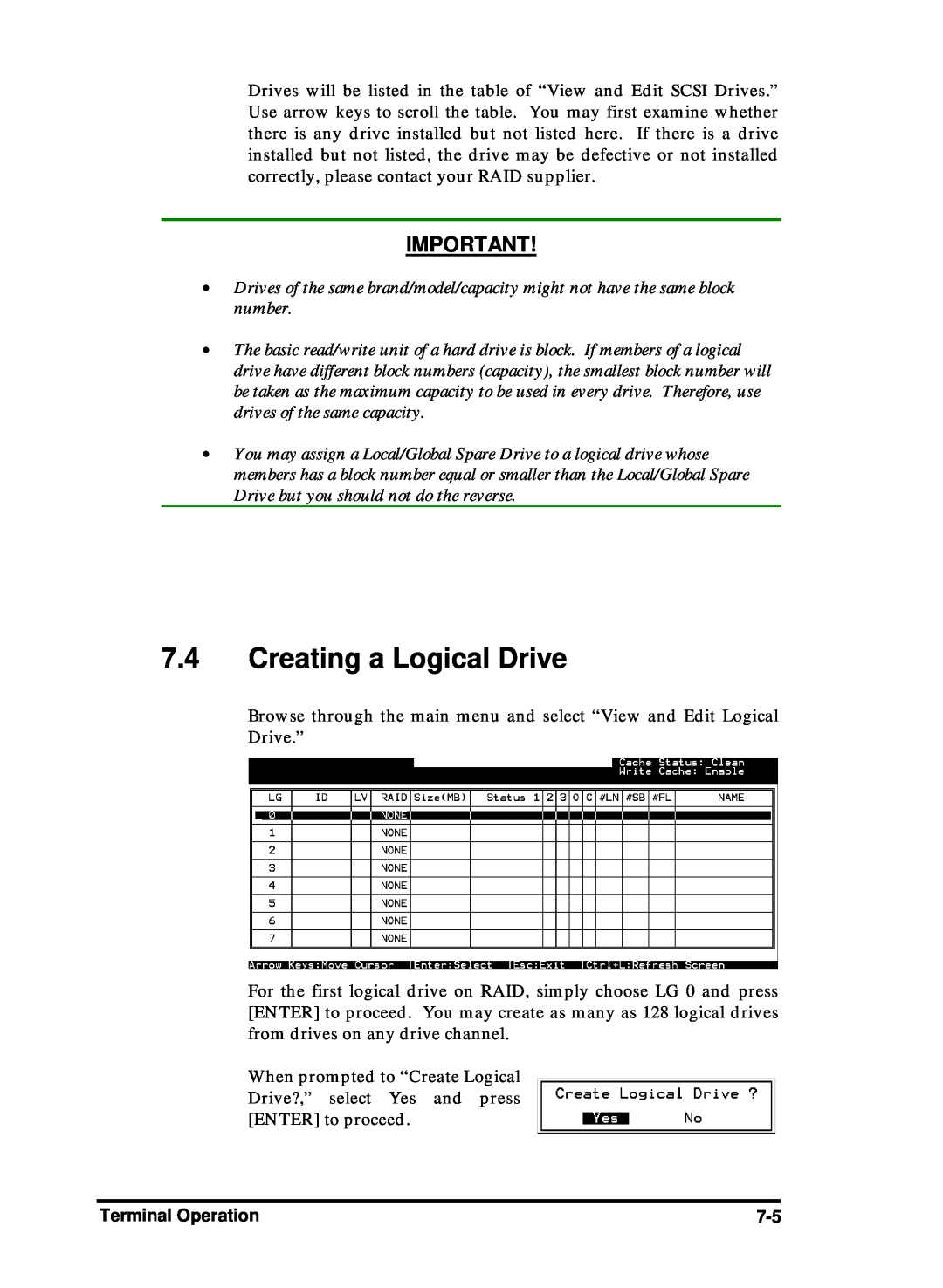 Compaq Infortrend manual Creating a Logical Drive 