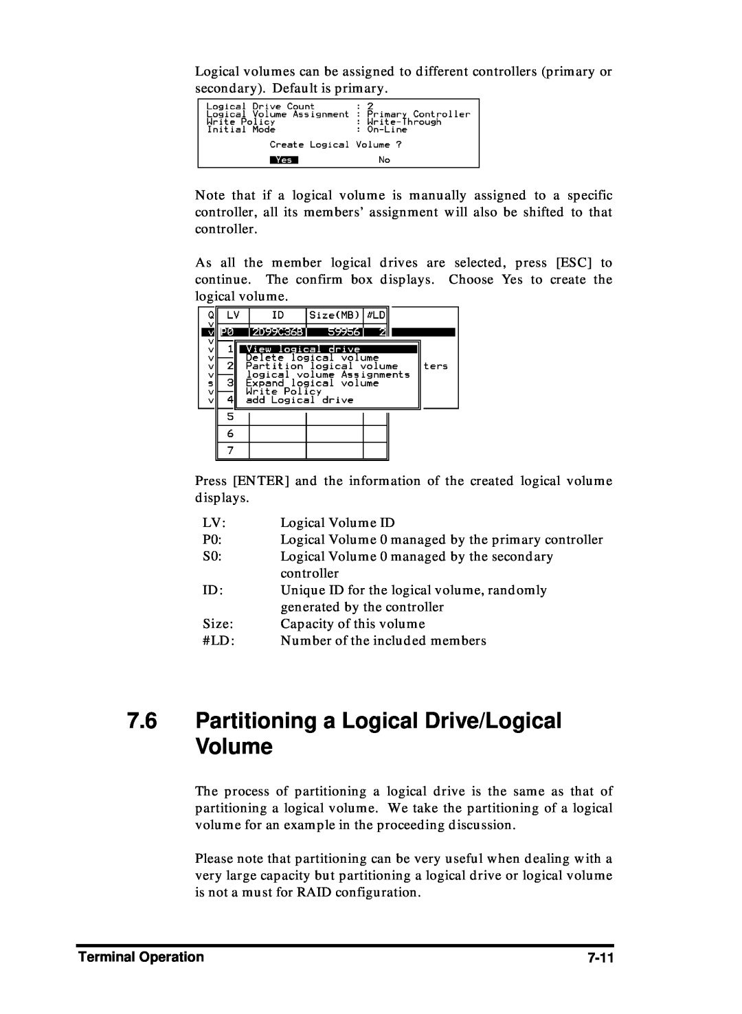 Compaq Infortrend manual Partitioning a Logical Drive/Logical Volume 