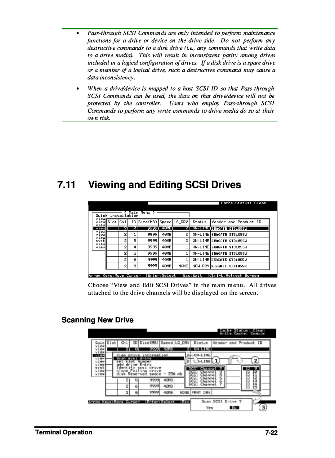 Compaq Infortrend manual Viewing and Editing SCSI Drives, Scanning New Drive 