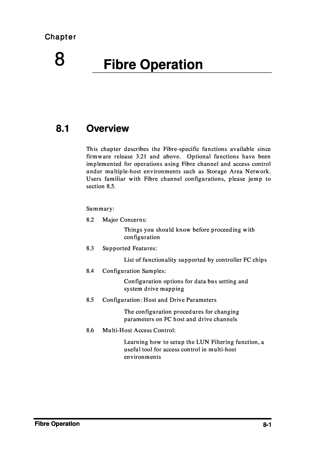 Compaq Infortrend manual Fibre Operation, Overview, Chapter 