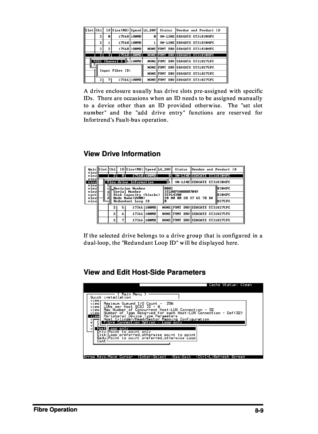 Compaq Infortrend manual View and Edit Host-Side Parameters, View Drive Information 