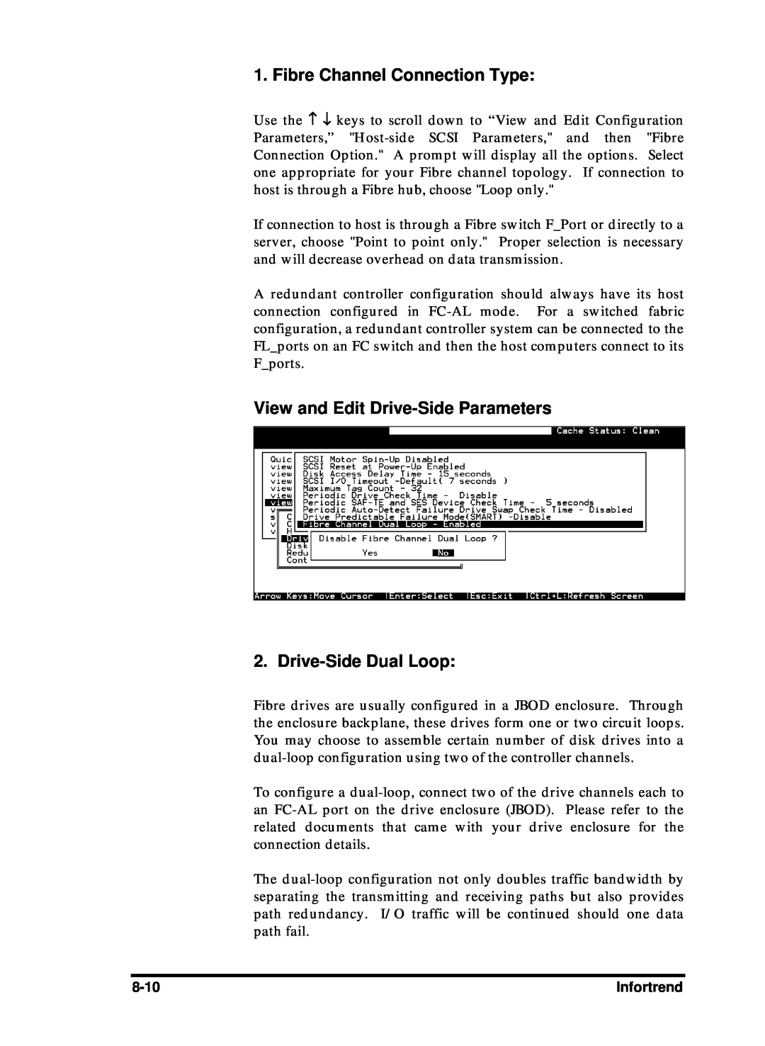 Compaq Infortrend manual Fibre Channel Connection Type, View and Edit Drive-Side Parameters 2. Drive-Side Dual Loop 