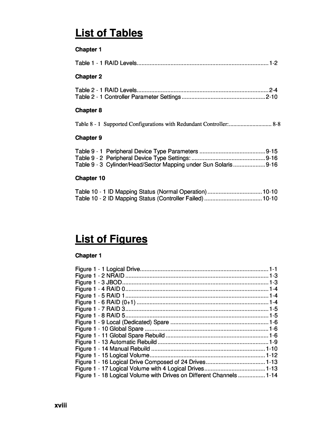 Compaq Infortrend manual List of Tables, List of Figures, xviii 