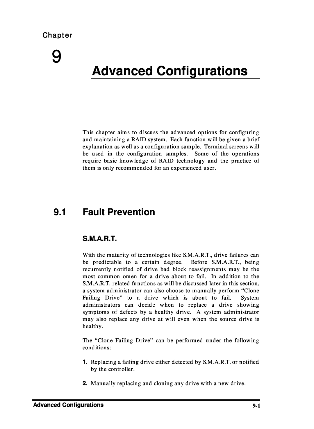 Compaq Infortrend manual Advanced Configurations, Fault Prevention, S.M.A.R.T, Chapter 