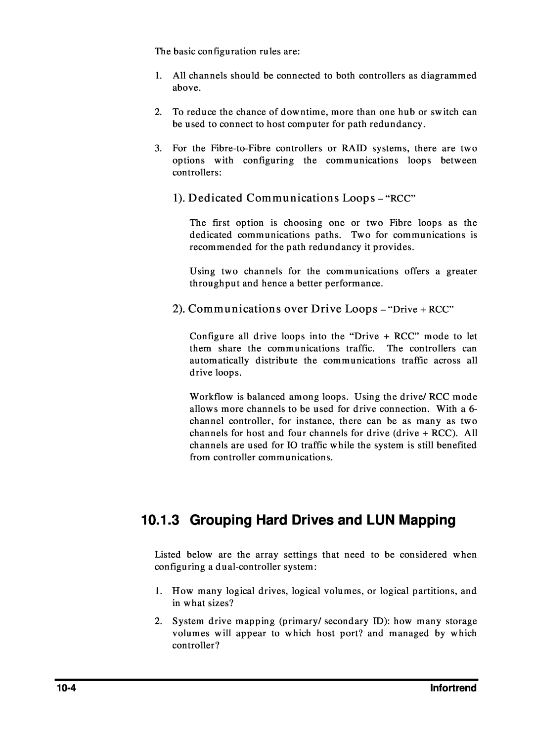 Compaq Infortrend manual Grouping Hard Drives and LUN Mapping, Dedicated Communications Loops - “RCC” 