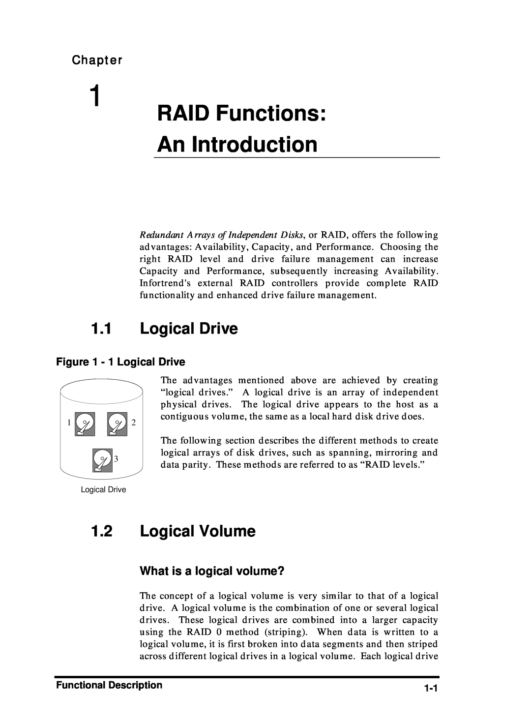 Compaq Infortrend manual RAID Functions, An Introduction, Logical Drive, Logical Volume, What is a logical volume?, Chapter 