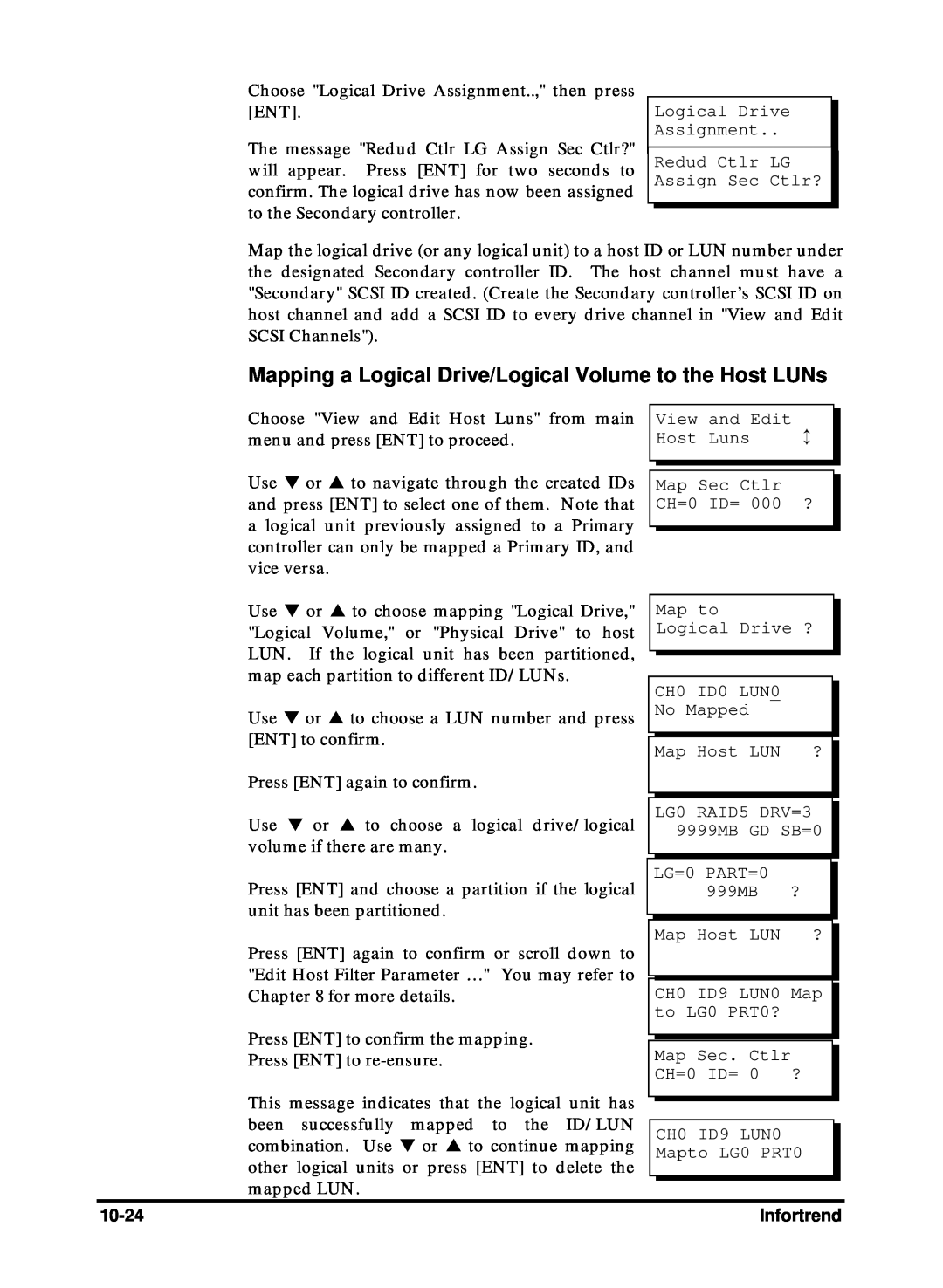 Compaq Infortrend manual Mapping a Logical Drive/Logical Volume to the Host LUNs 
