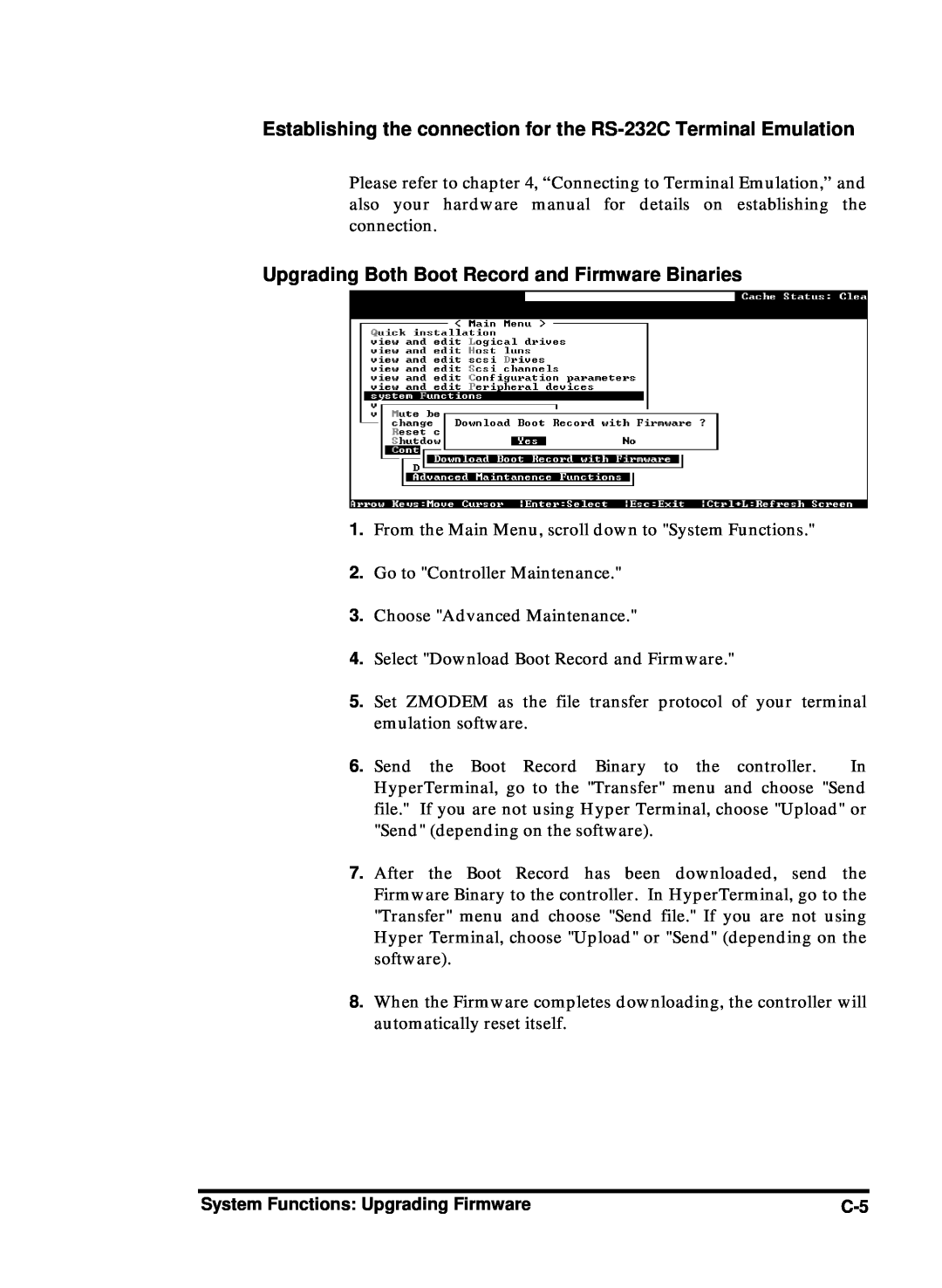 Compaq Infortrend manual Establishing the connection for the RS-232C Terminal Emulation 