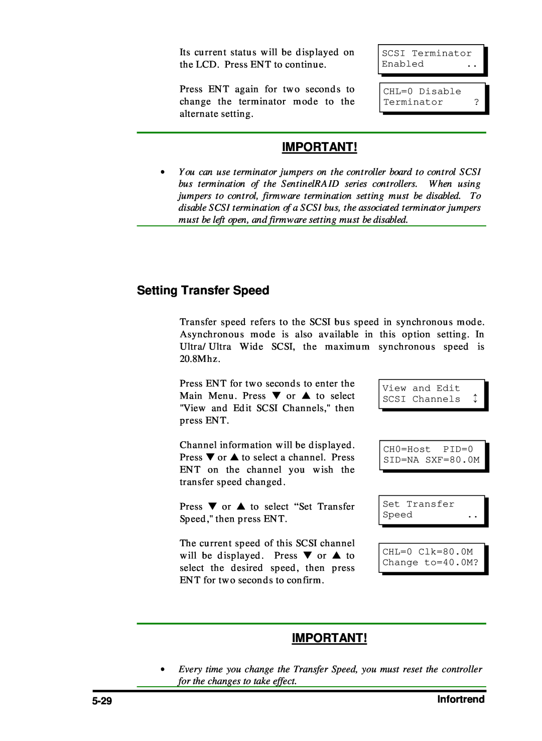 Compaq Infortrend manual Setting Transfer Speed 