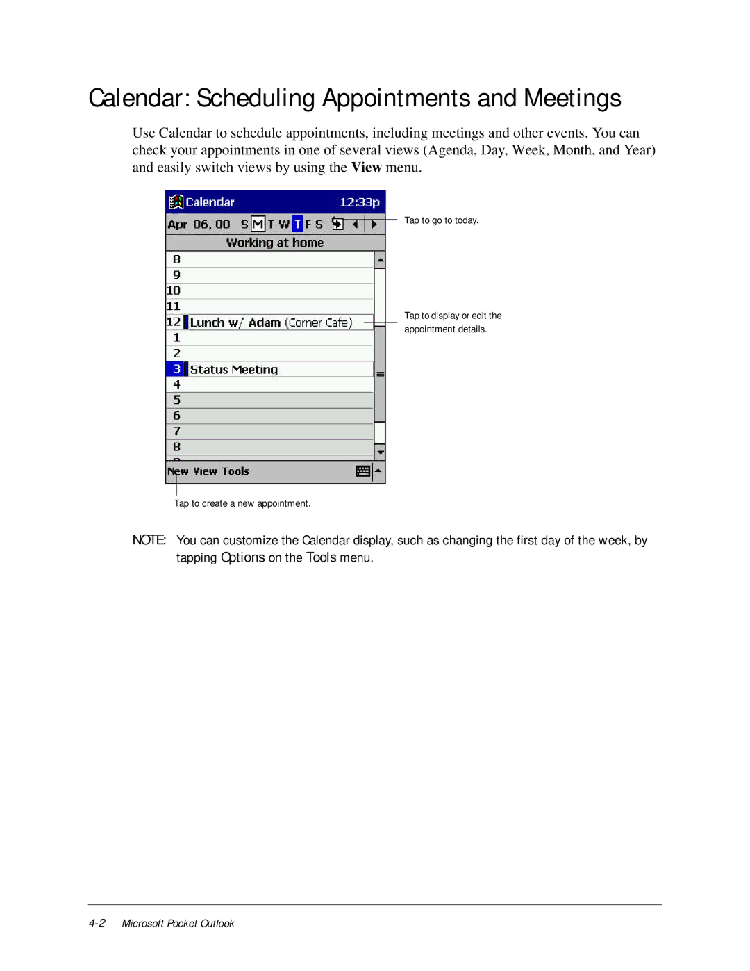 Compaq iPAQ H3000 manual Calendar Scheduling Appointments and Meetings 