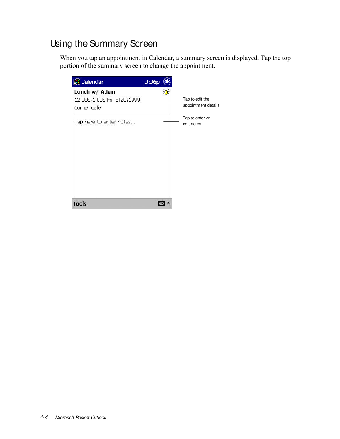 Compaq iPAQ H3000 manual Using the Summary Screen 