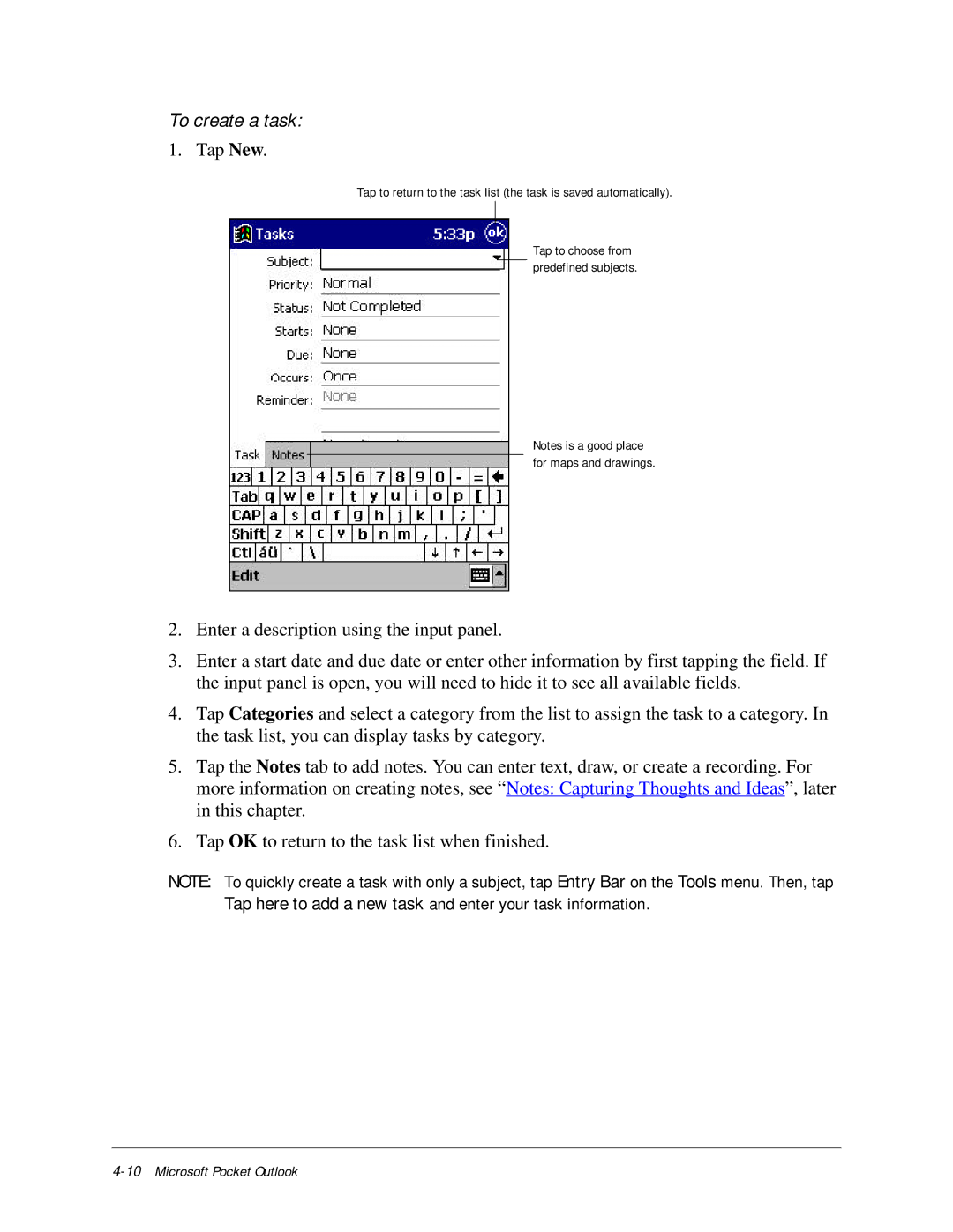 Compaq iPAQ H3000 manual To create a task 