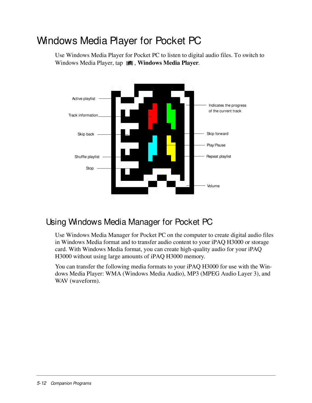 Compaq iPAQ H3000 manual Windows Media Player for Pocket PC, Using Windows Media Manager for Pocket PC 