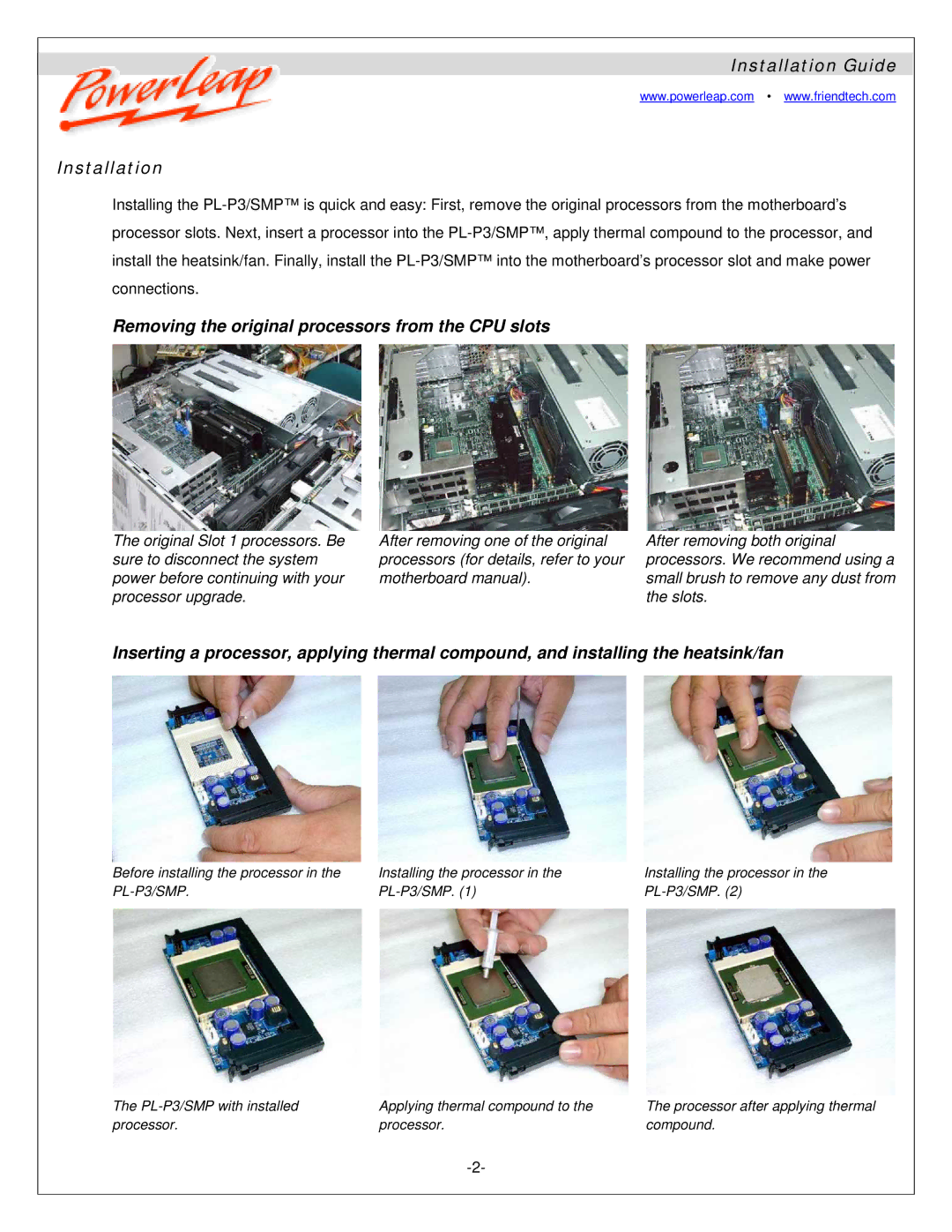 Compaq PL-P3/SMP, JP2, JP1 manual Removing the original processors from the CPU slots 