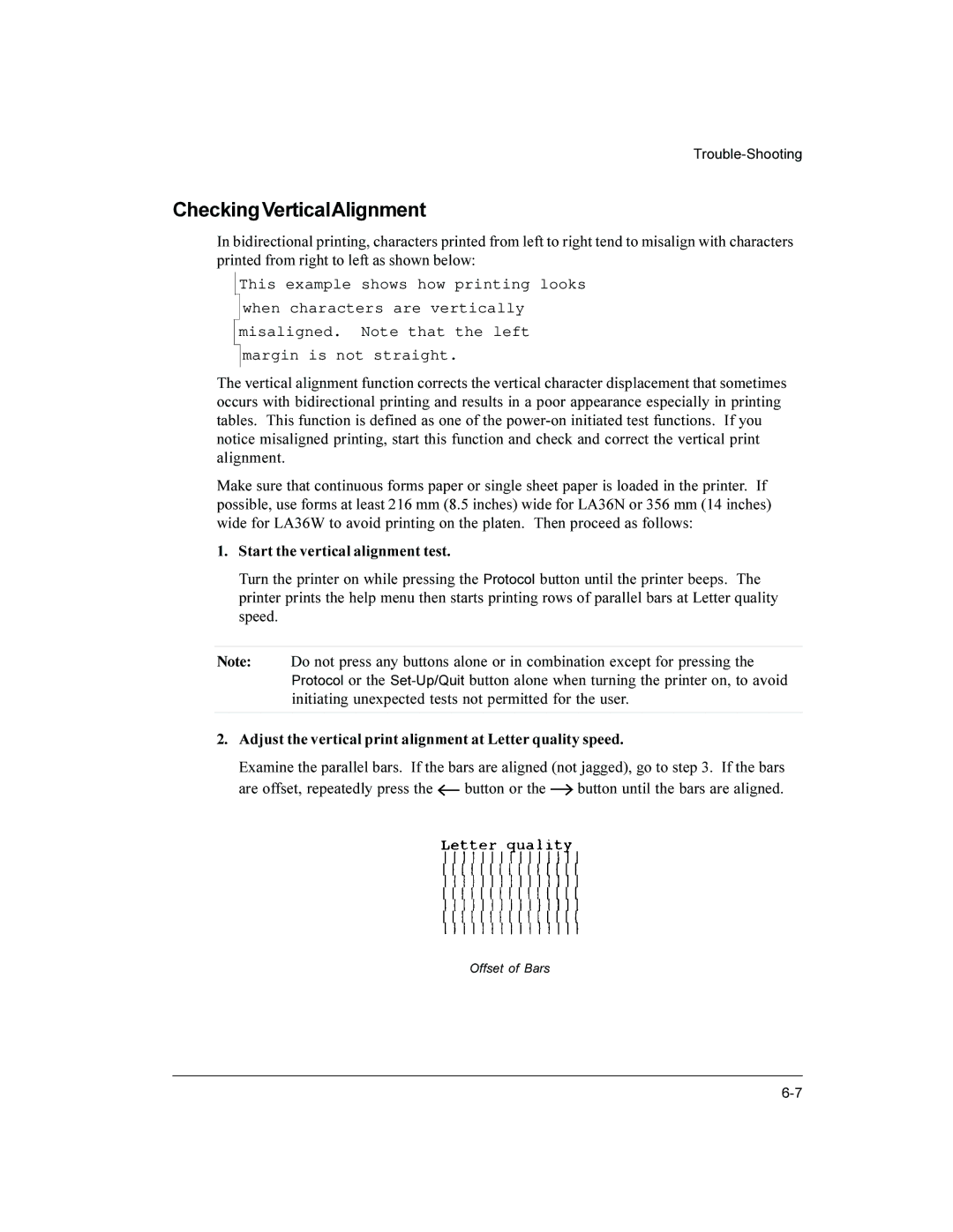 Compaq LA36 user manual CheckingVerticalAlignment, Start the vertical alignment test 