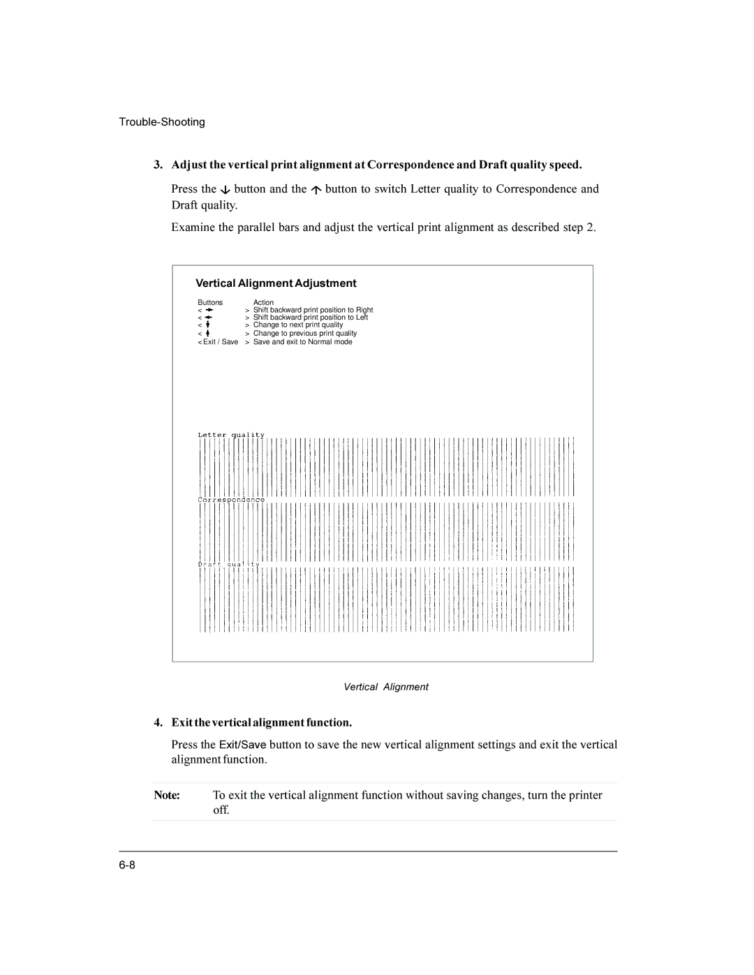 Compaq LA36 user manual Exit the vertical alignment function, Vertical Alignment Adjustment 