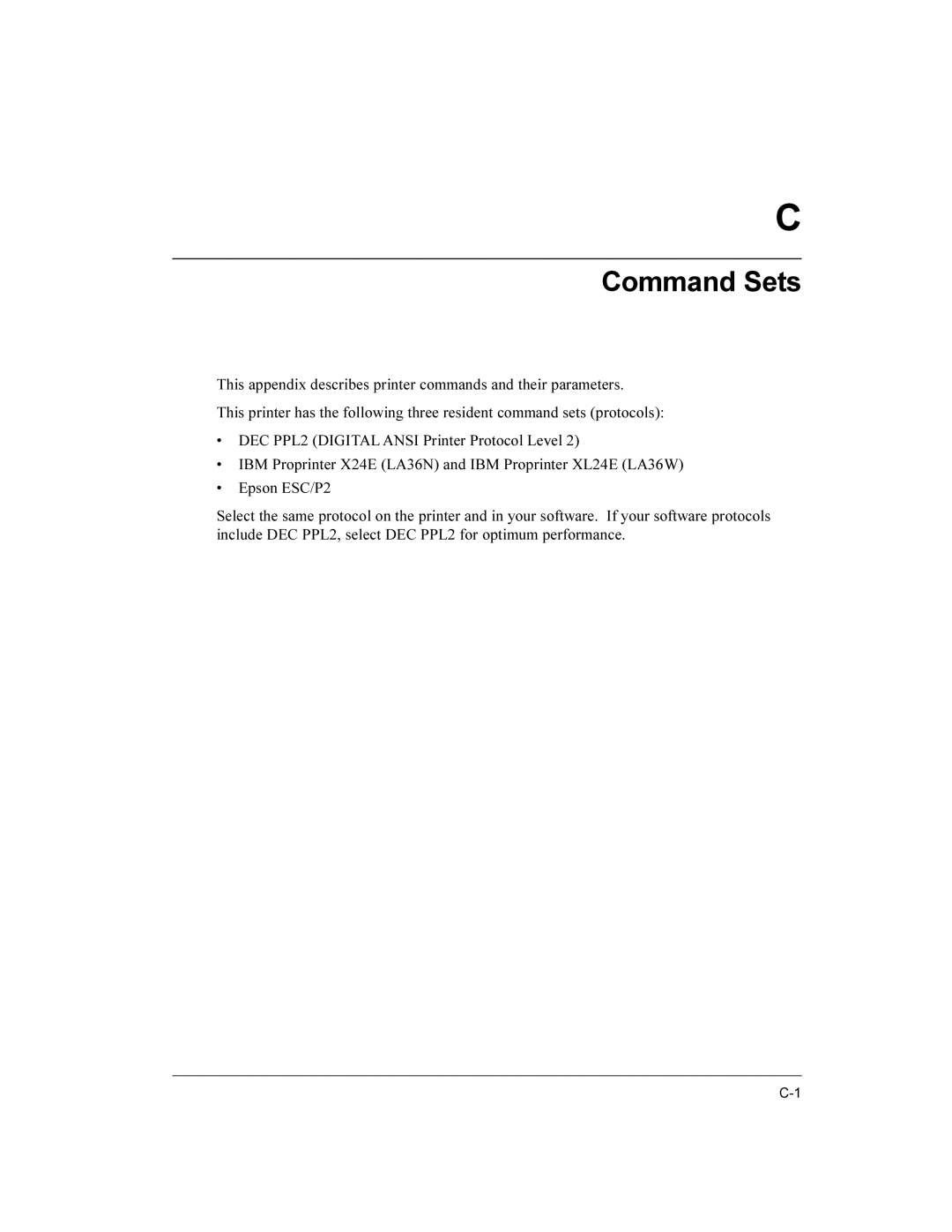 Compaq LA36 user manual Command Sets 