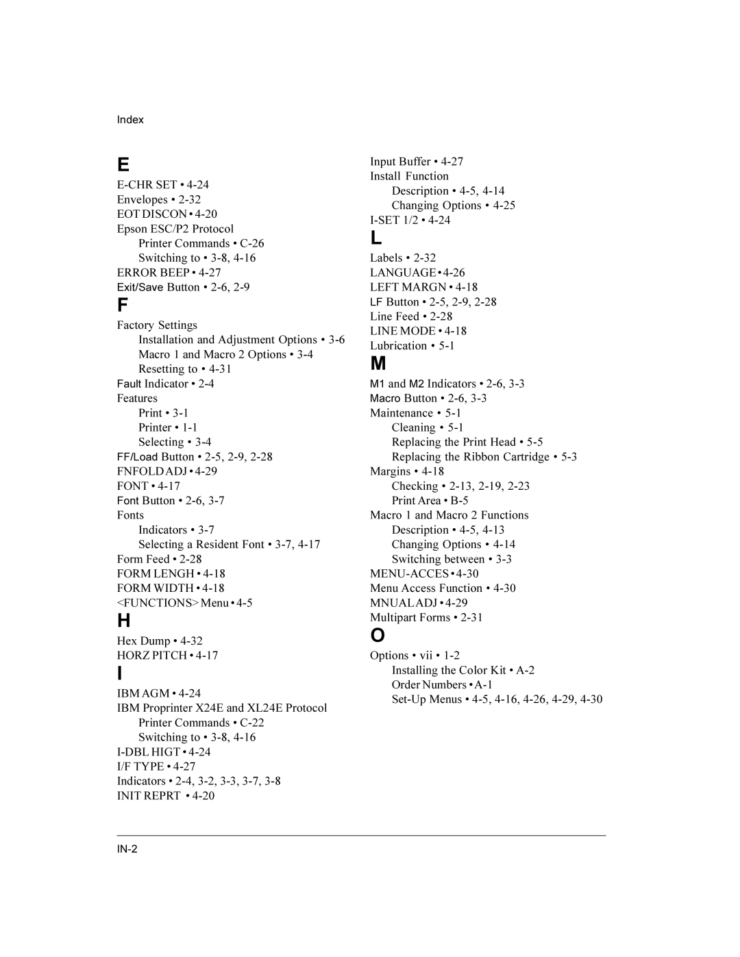 Compaq LA36 user manual EOT Discon, Error Beep, Form Lengh, Horz Pitch, Language Left Margn, Menu-Acces 