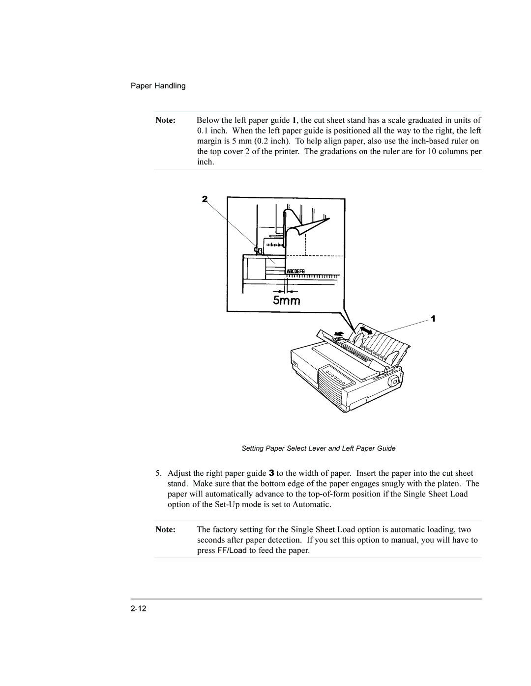 Compaq LA36 user manual Setting Paper Select Lever and Left Paper Guide 