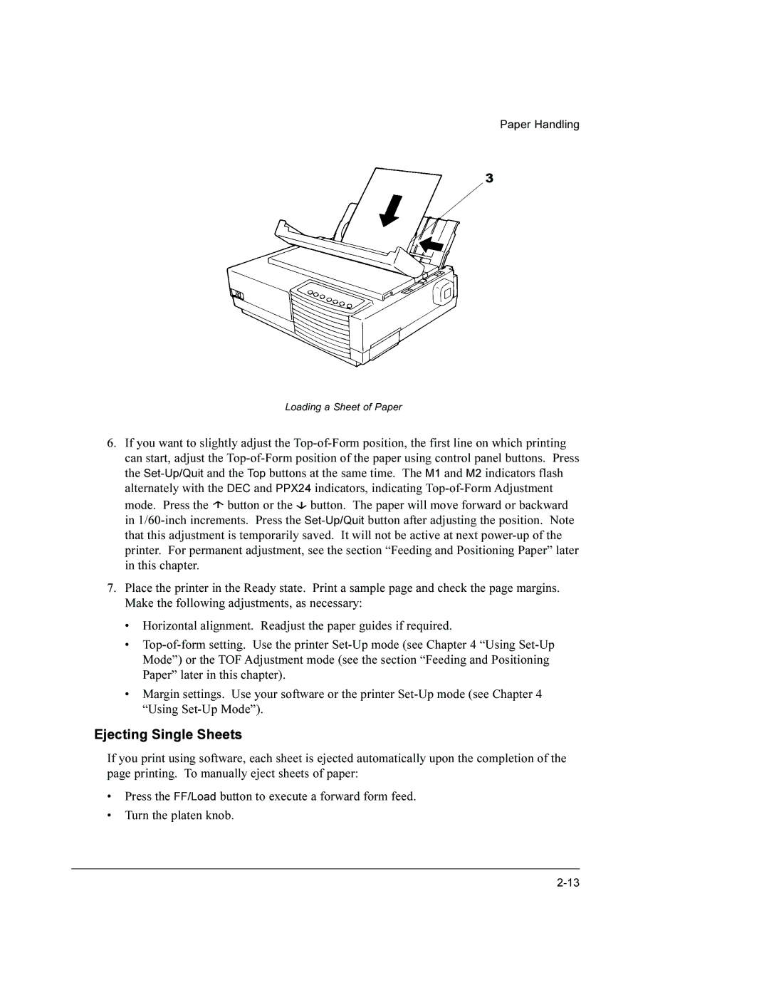 Compaq LA36 user manual Ejecting Single Sheets 