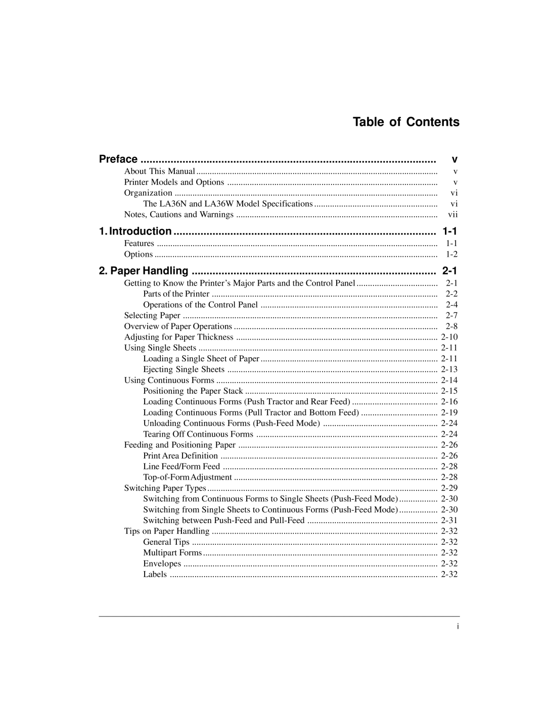 Compaq LA36 user manual Table of Contents 