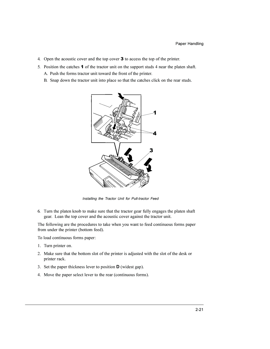 Compaq LA36 user manual Installing the Tractor Unit for Pull-tractor Feed 