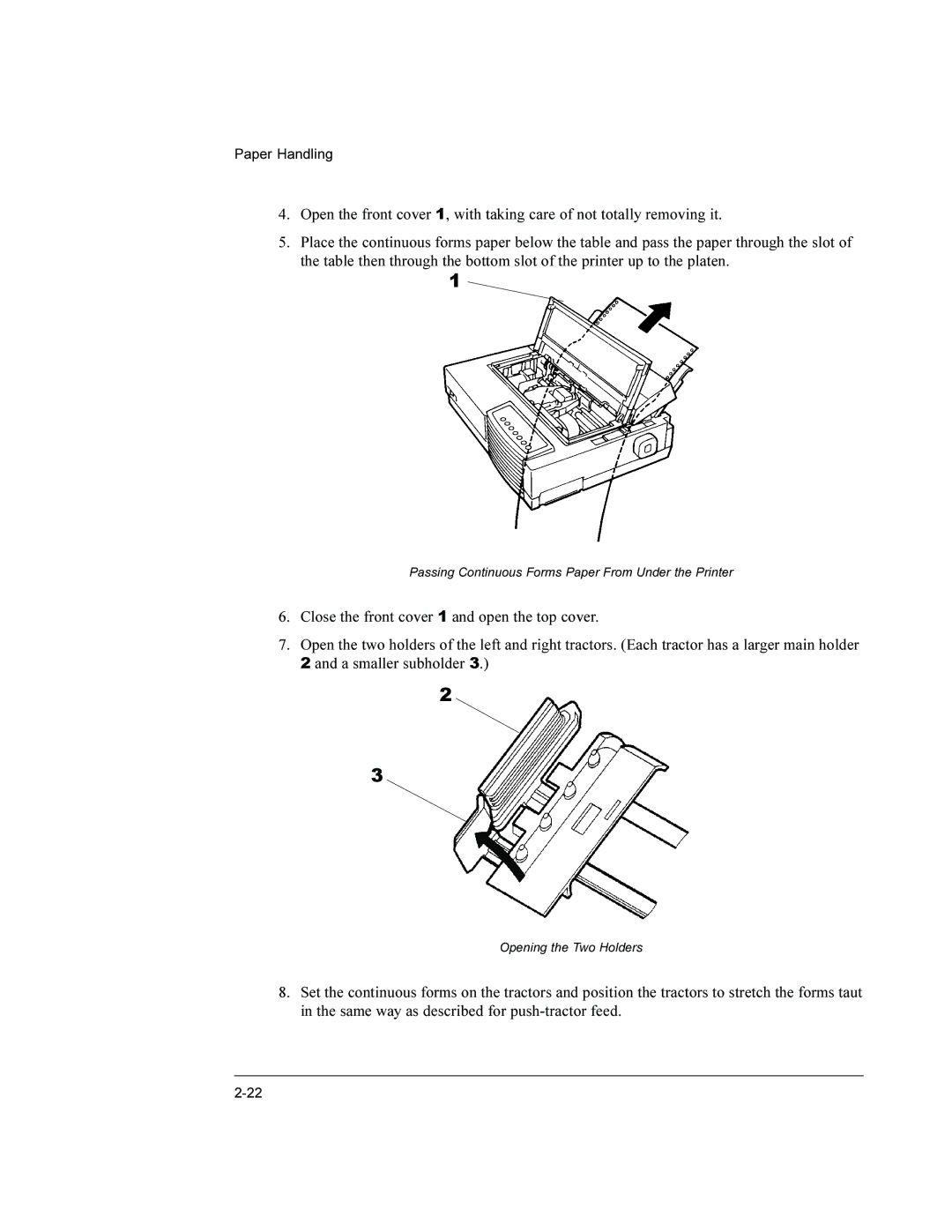 Compaq LA36 user manual Passing Continuous Forms Paper From Under the Printer 