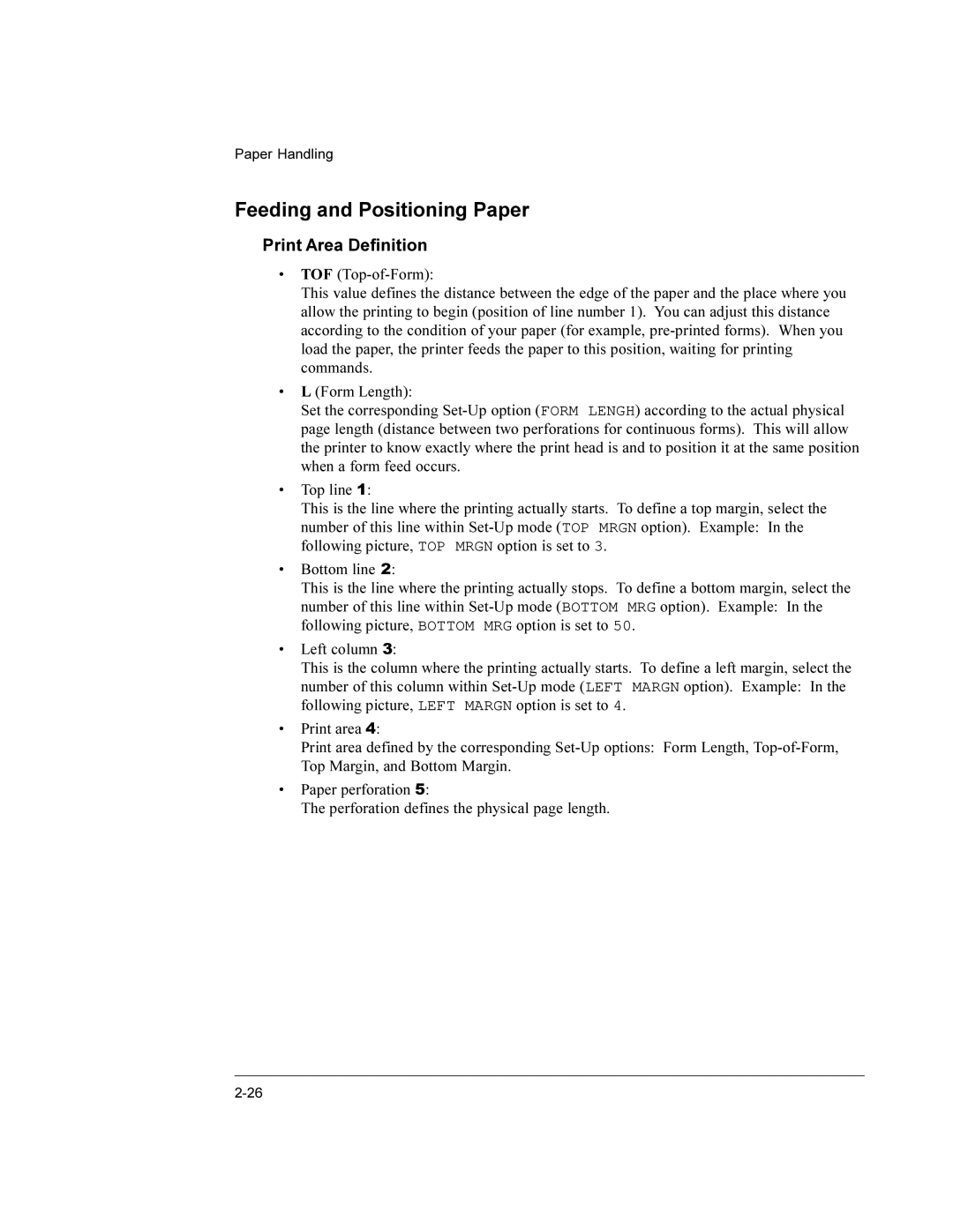 Compaq LA36 user manual Feeding and Positioning Paper, Print Area Definition 