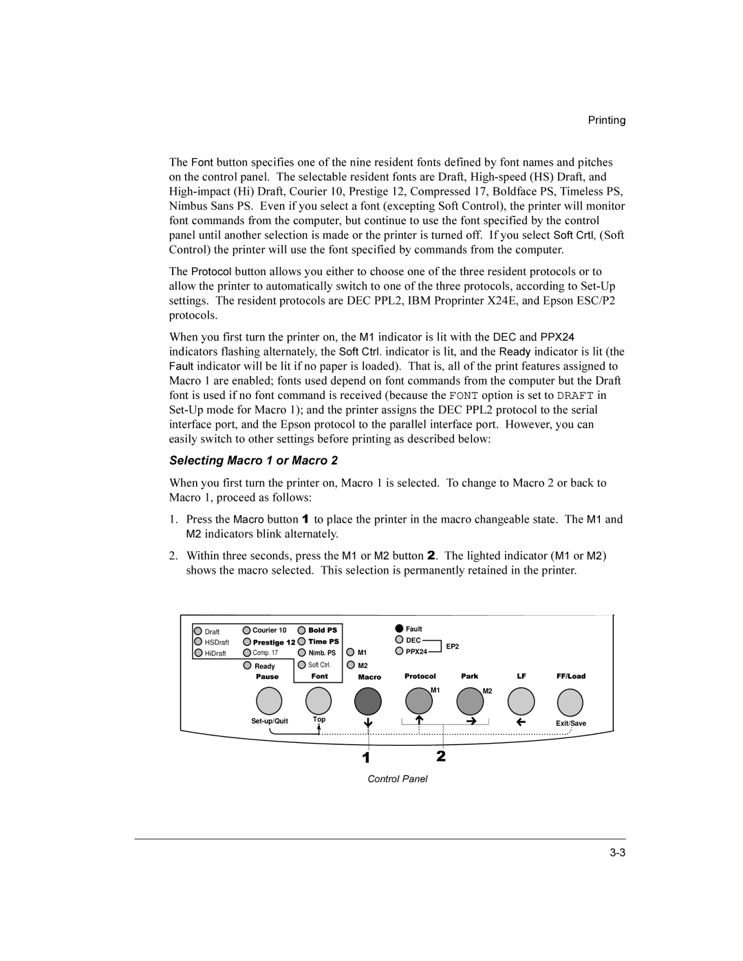 Compaq LA36 user manual Selecting Macro 1 or Macro 