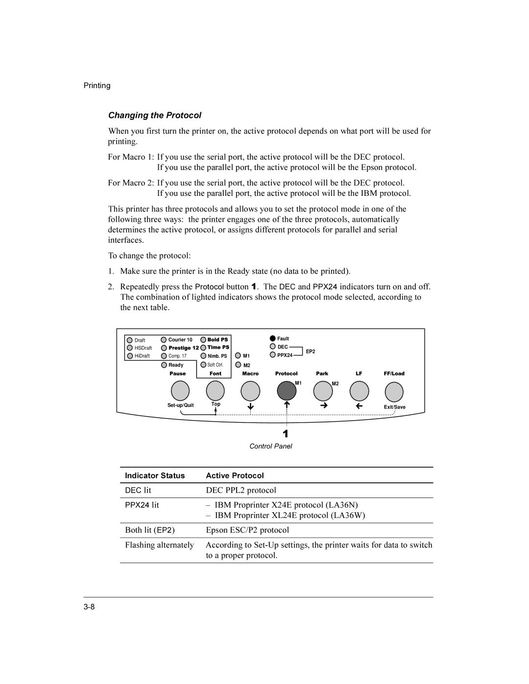 Compaq LA36 user manual Changing the Protocol 