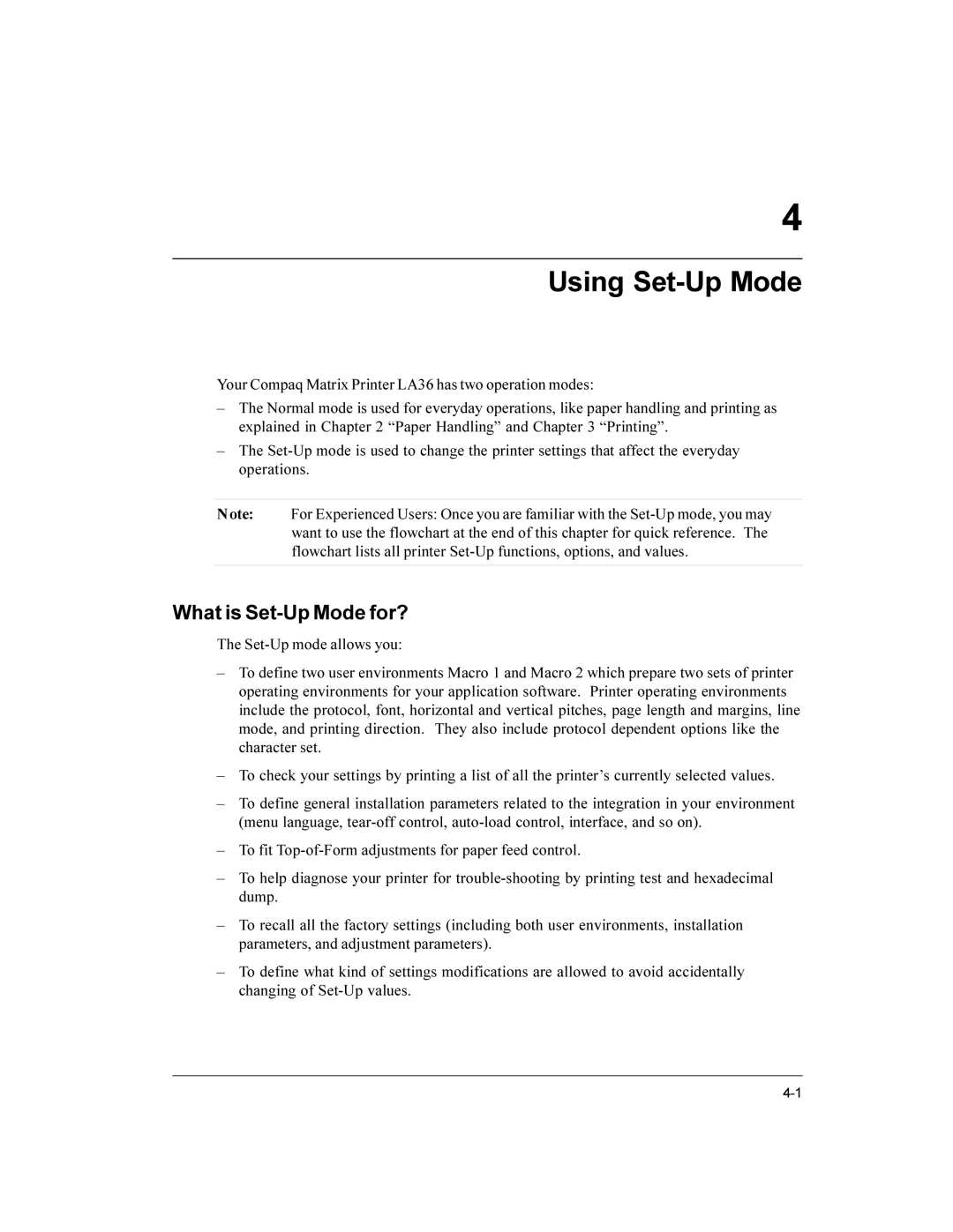 Compaq LA36 user manual Using Set-Up Mode, What is Set-Up Mode for? 