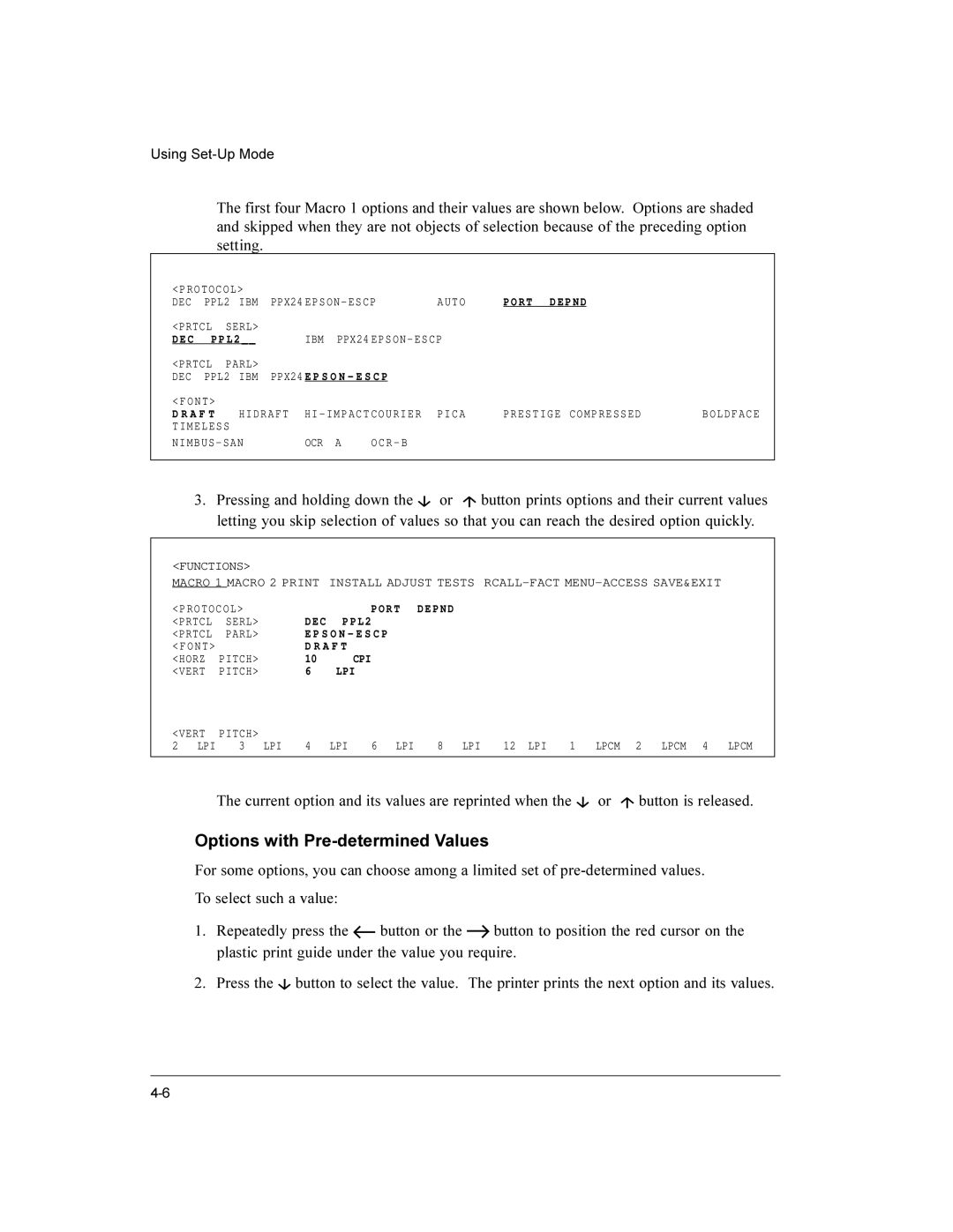 Compaq LA36 user manual Options with Pre-determined Values, Dec 