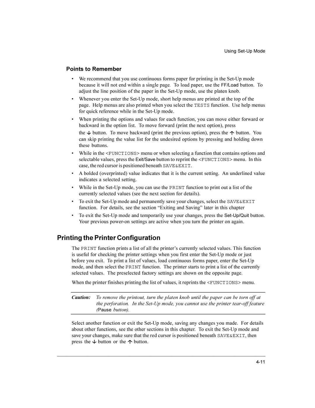 Compaq LA36 user manual Printing the Printer Configuration, Points to Remember 