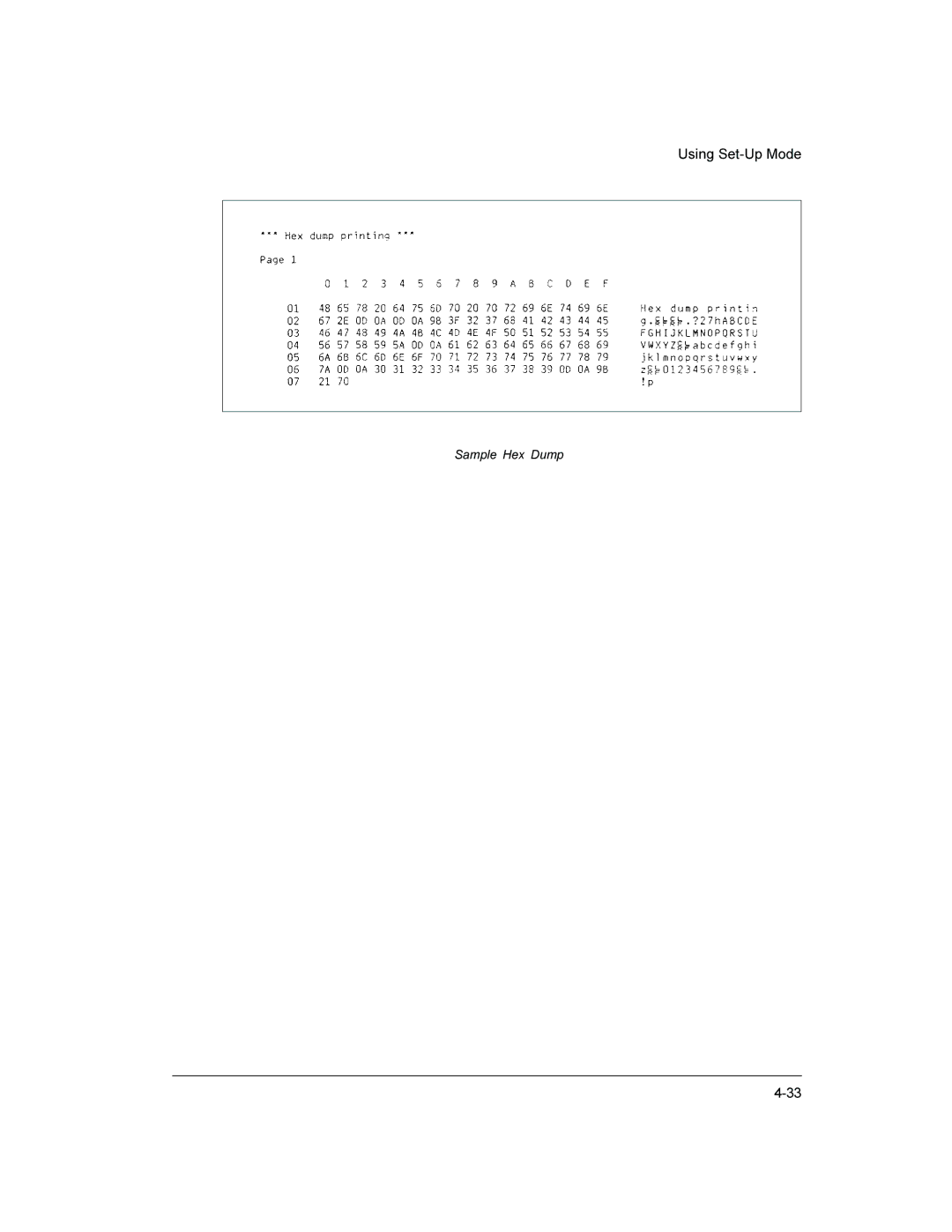 Compaq LA36 user manual Sample Hex Dump 