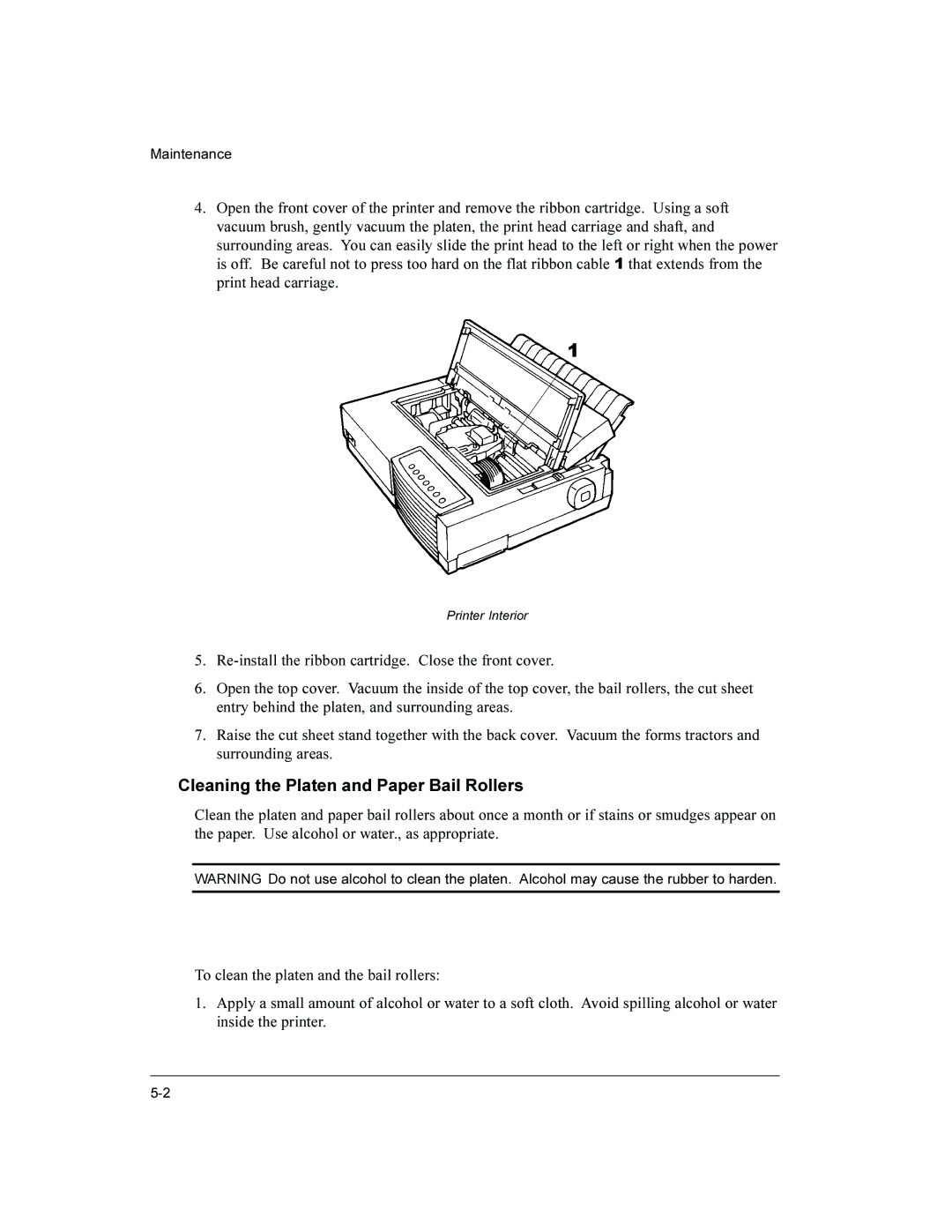 Compaq LA36 user manual Cleaning the Platen and Paper Bail Rollers 