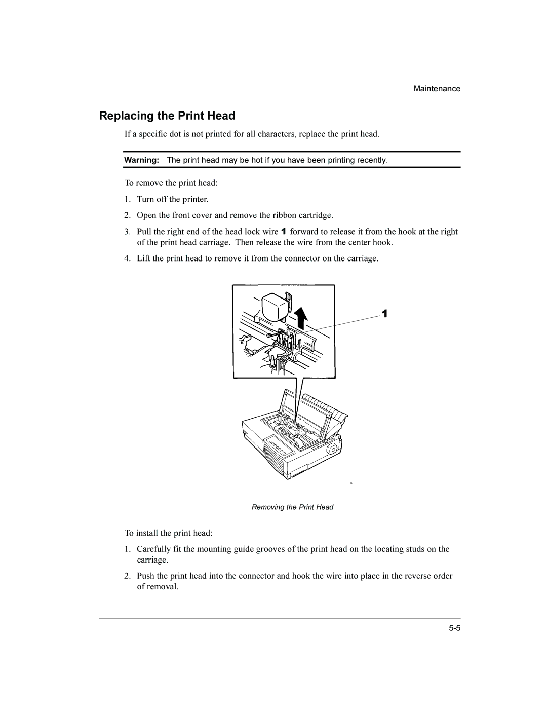 Compaq LA36 user manual Replacing the Print Head 