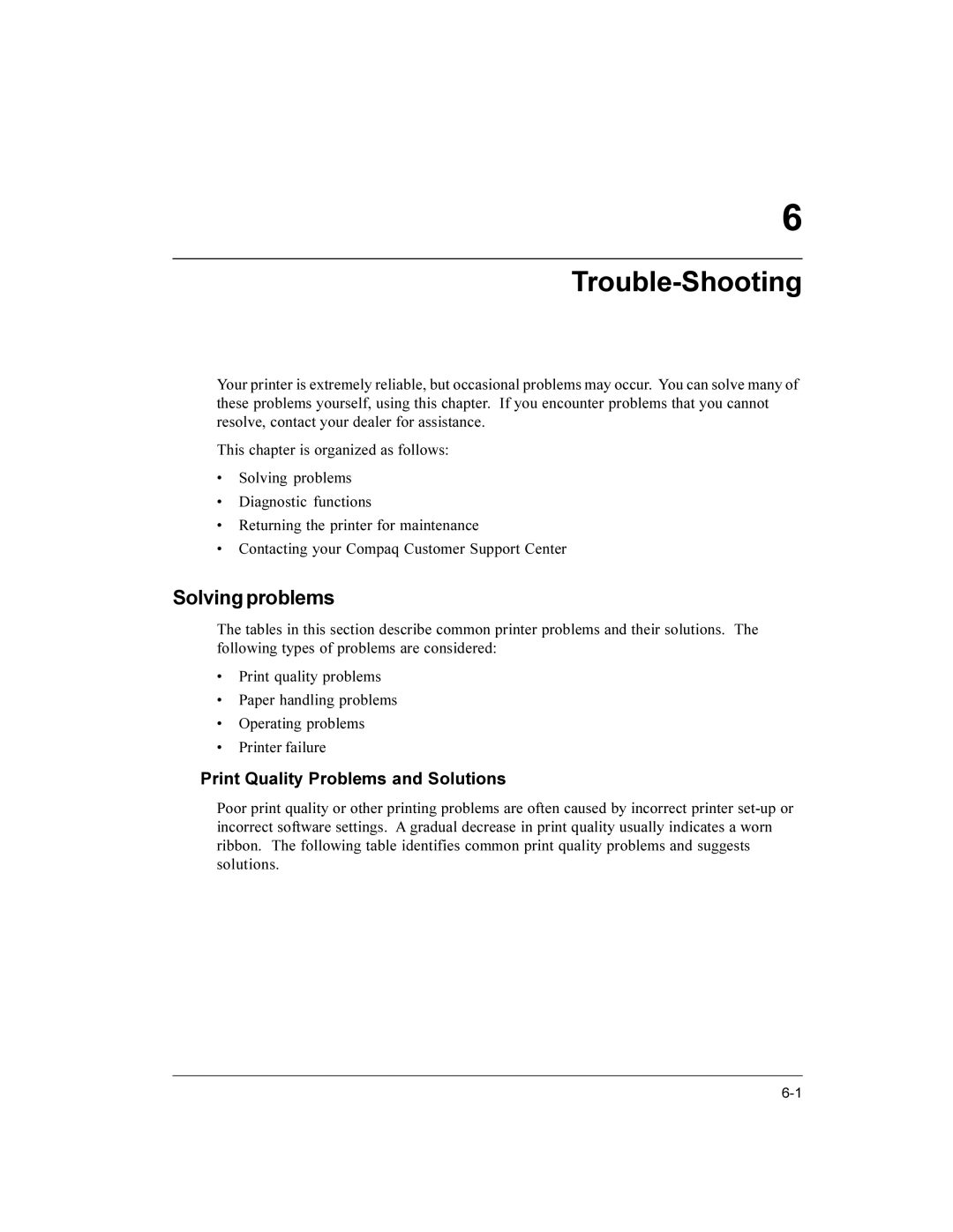 Compaq LA36 user manual Solving problems, Print Quality Problems and Solutions 