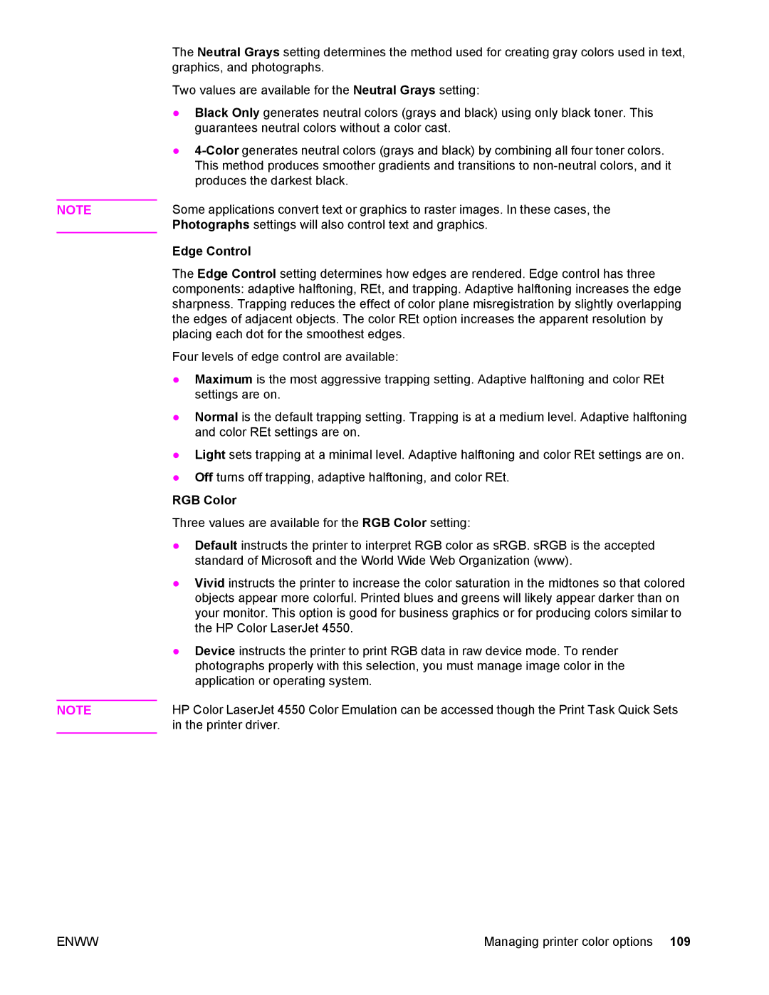 Compaq LaserJet 4610n manual Edge Control, RGB Color 