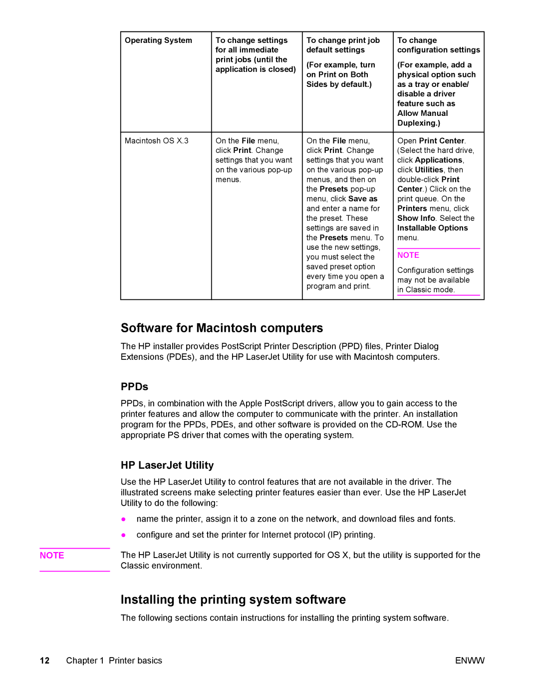 Compaq LaserJet 4610n Software for Macintosh computers, Installing the printing system software, PPDs, HP LaserJet Utility 