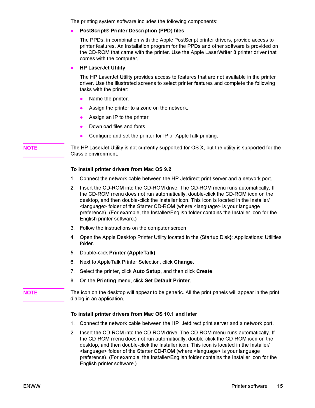 Compaq LaserJet 4610n manual PostScript Printer Description PPD files, HP LaserJet Utility, Double-clickPrinter AppleTalk 